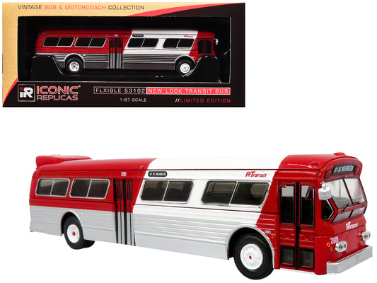 Flxible 53102 New Look Transit Bus "Pittsburgh Area Transit" Red and White "Vintage Bus & Motorcoach Collection" Limited Edition 1/87 (HO) T&y Diecast Model by Iconic Replicas