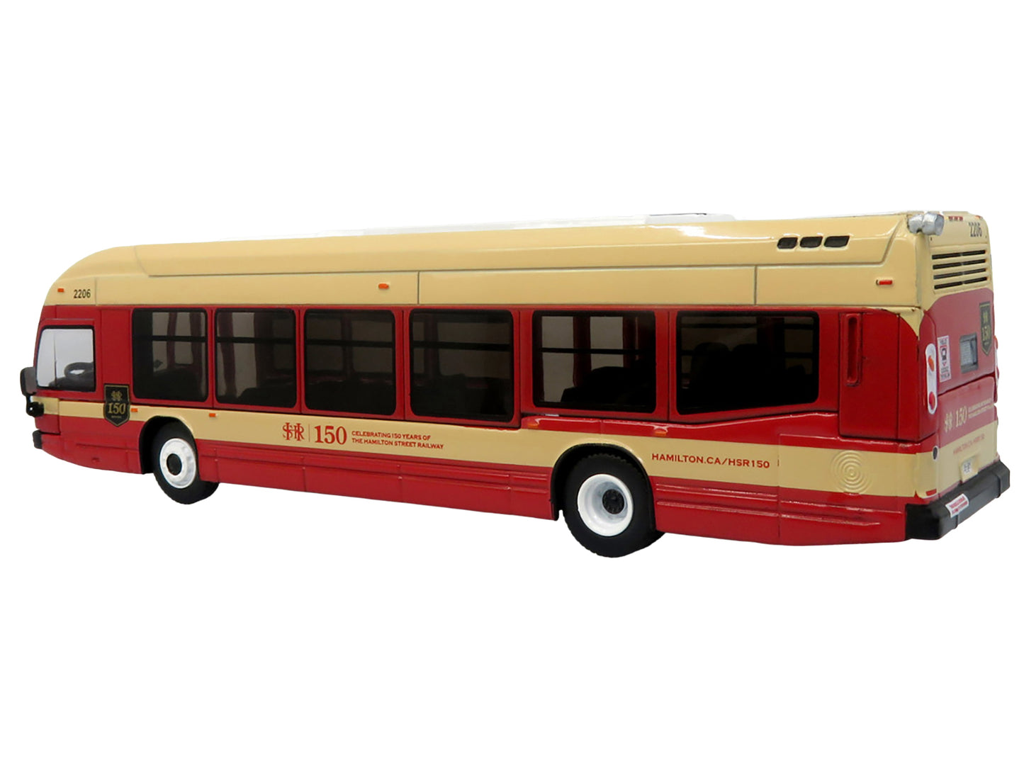 Nova Bus LFS HEV Transit Bus "Hamilton Street Railway 150th Anniversary" Cream and Red "The Bus & Motorcoach Collection" Limited Edition to 504 pieces Worldwide 1/87 (HO) Diecast Model by Iconic Replicas