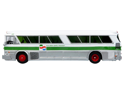 1964 MCI MC-5A Coach Bus "Golden Gate Transit" White with Green Stripes "Vintage Bus & Motorcoach Collection" Limited Edition to 504 pieces Worldwide 1/87 (HO) Diecast Model by Iconic Replicas
