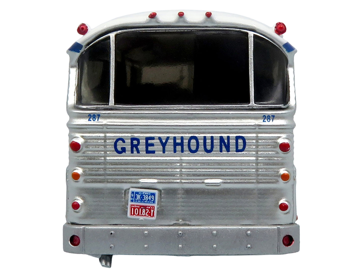 1964 MCI MC-5A Coach Bus "Greyhound Canada" White with Blue Stripes "Vintage Bus & Motorcoach Collection" Limited Edition to 504 pieces Worldwide 1/87 (HO) Diecast Model by Iconic Replicas