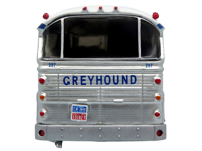 1964 MCI MC-5A Coach Bus "Greyhound Canada" White with Blue Stripes "Vintage Bus & Motorcoach Collection" Limited Edition to 504 pieces Worldwide 1/87 (HO) Diecast Model by Iconic Replicas