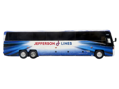 MCI D4520 Commuter Coach Bus "Jefferson Lines" White with Blue Graphics "The Bus & Motorcoach Collection" Limited Edition to 504 pieces Worldwide 1/87 (HO) Scale T&y Diecast Model by Iconic Replicas