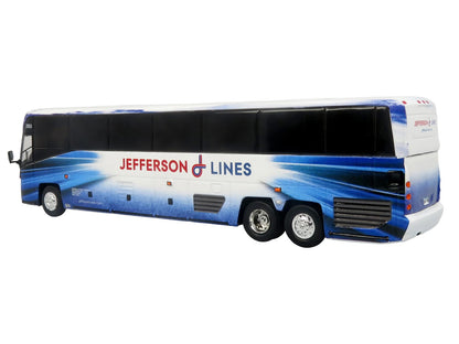 MCI D4520 Commuter Coach Bus "Jefferson Lines" White with Blue Graphics "The Bus & Motorcoach Collection" Limited Edition to 504 pieces Worldwide 1/87 (HO) Scale T&y Diecast Model by Iconic Replicas