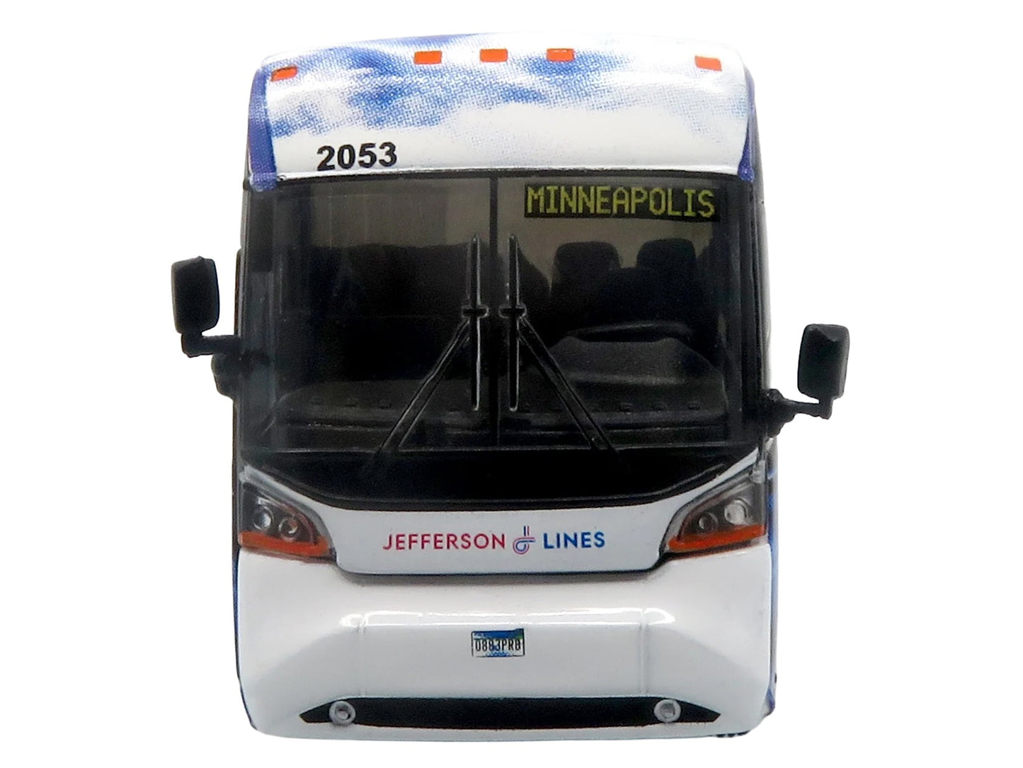 MCI D4520 Commuter Coach Bus "Jefferson Lines" White with Blue Graphics "The Bus & Motorcoach Collection" Limited Edition to 504 pieces Worldwide 1/87 (HO) Scale T&y Diecast Model by Iconic Replicas