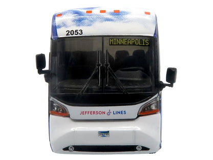 MCI D4520 Commuter Coach Bus "Jefferson Lines" White with Blue Graphics "The Bus & Motorcoach Collection" Limited Edition to 504 pieces Worldwide 1/87 (HO) Scale T&y Diecast Model by Iconic Replicas