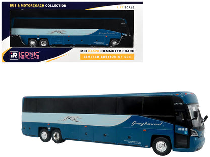 MCI D4520 Commuter Coach Bus "Greyhound Lines" Blue with Light Blue Stripes "The Bus & Motorcoach Collection" Limited Edition to 504 pieces Worldwide 1/87 (HO) Scale T&y Diecast Model by Iconic Replicas