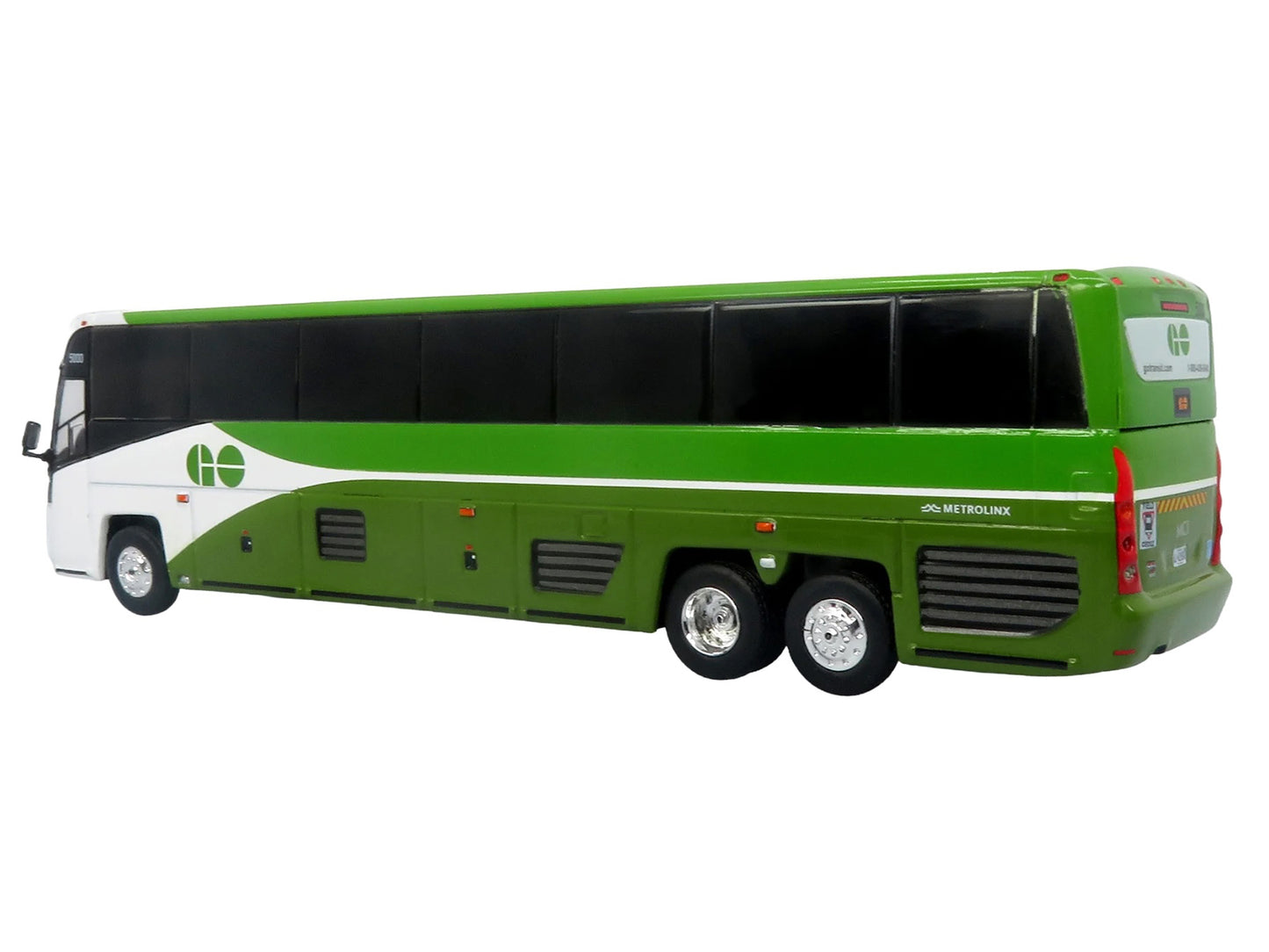 MCI D4520 Commuter Coach Bus "GO Transit" Green and White "The Bus & Motorcoach Collection" Limited Edition to 504 pieces Worldwide 1/87 (HO) Scale T&y Diecast Model by Iconic Replicas
