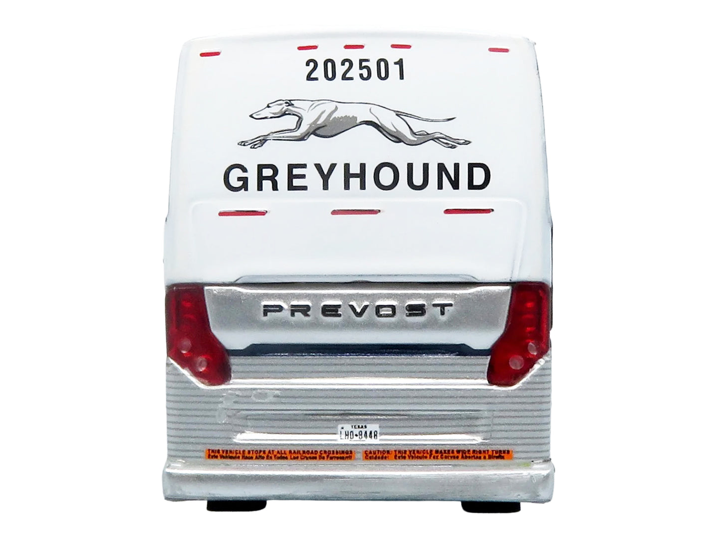Prevost H3-45 Coach Bus "Greyhound Scenicruiser Service" White and Raw Metal "The Bus & Motorcoach Collection" Limited Edition to 504 pieces Worldwide 1/87 (HO) Scale T&y Diecast Model by Iconic Replicas