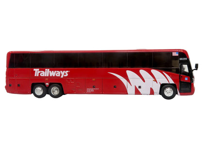 MCI D4520 Commuter Coach Bus "Burlington Trailways" Red with White Graphics "The Bus & Motorcoach Collection" Limited Edition to 504 pieces Worldwide 1/87 (HO) Scale T&y Diecast Model by Iconic Replicas