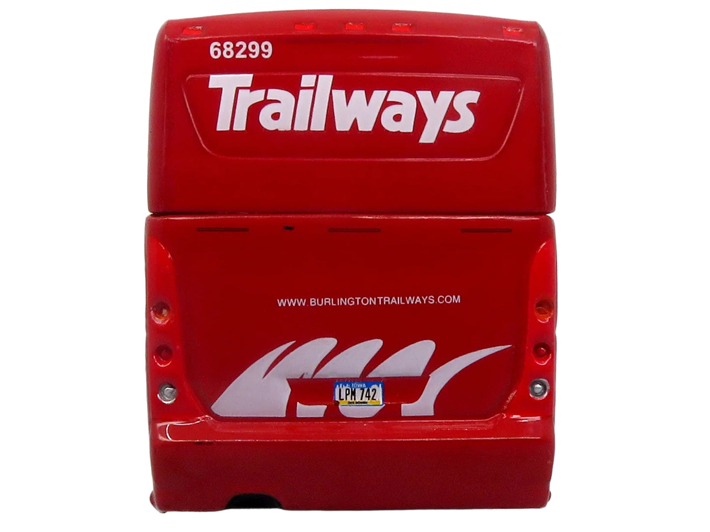 MCI D4520 Commuter Coach Bus "Burlington Trailways" Red with White Graphics "The Bus & Motorcoach Collection" Limited Edition to 504 pieces Worldwide 1/87 (HO) Scale T&y Diecast Model by Iconic Replicas