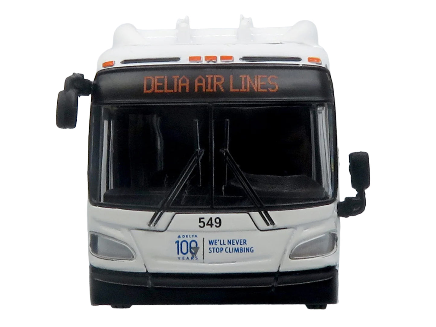 New Flyer Xcelsior XN40 Transit Bus "Delta Air Lines 100th Anniversary" Blue and White with Graphics "The Bus & Motorcoach Collection" Limited Edition 1/87 (HO) Scale T&y Diecast Model by Iconic Replicas