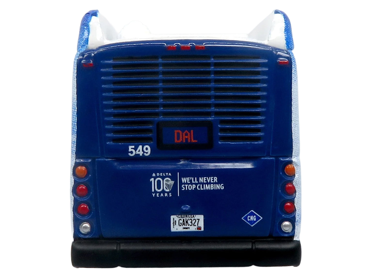 New Flyer Xcelsior XN40 Transit Bus "Delta Air Lines 100th Anniversary" Blue and White with Graphics "The Bus & Motorcoach Collection" Limited Edition 1/87 (HO) Scale T&y Diecast Model by Iconic Replicas