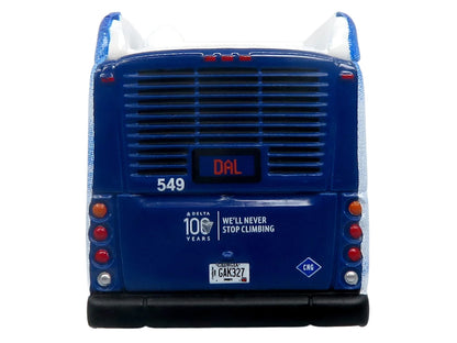 New Flyer Xcelsior XN40 Transit Bus "Delta Air Lines 100th Anniversary" Blue and White with Graphics "The Bus & Motorcoach Collection" Limited Edition 1/87 (HO) Scale T&y Diecast Model by Iconic Replicas