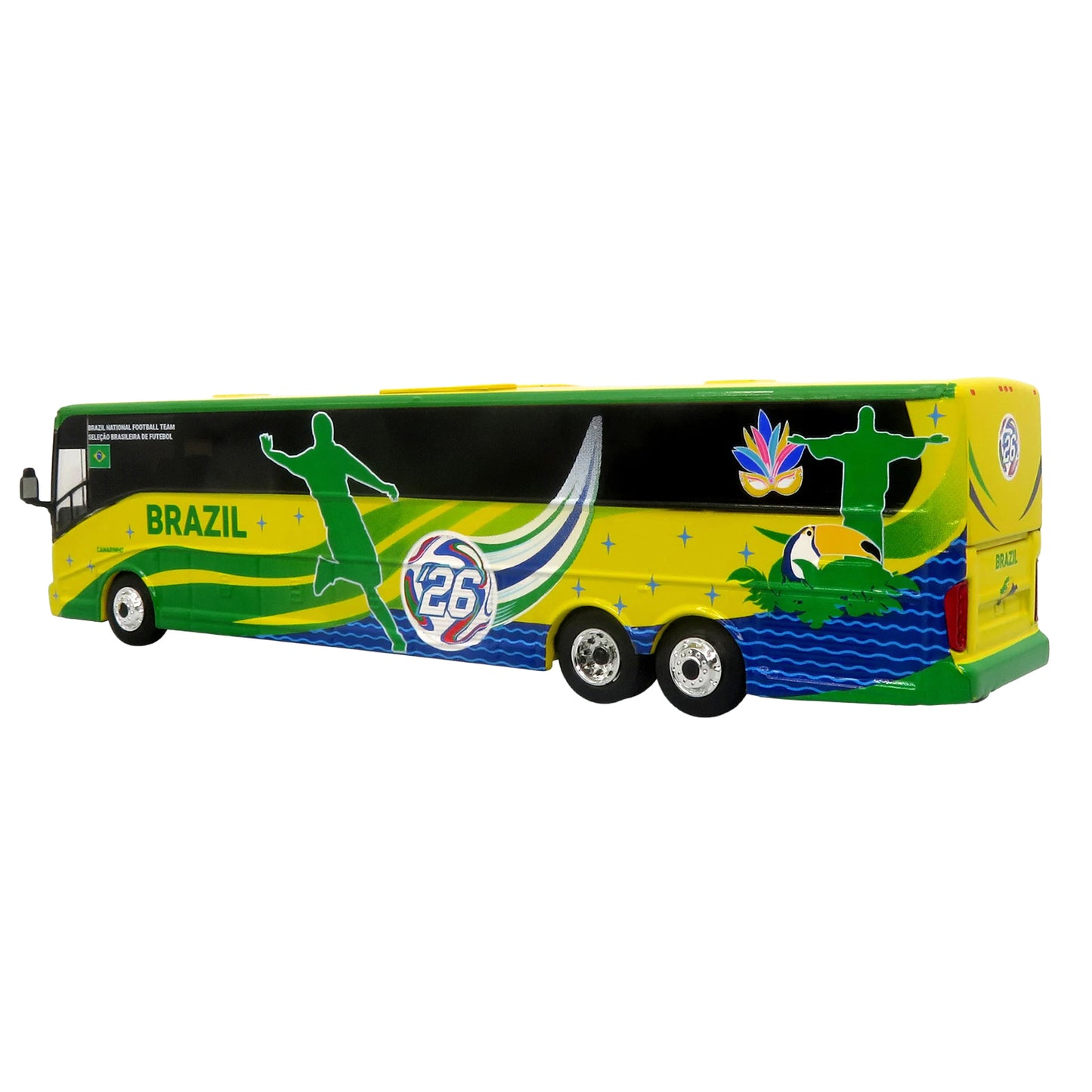 Van Hool CX-45 Coach Bus "Brazil National Football Team" Yellow and Green with Graphics "International Federation of the Global Game" Series Limited Edition to 504 pieces Worldwide 1/87 (HO) Diecast Model by Iconic Replicas