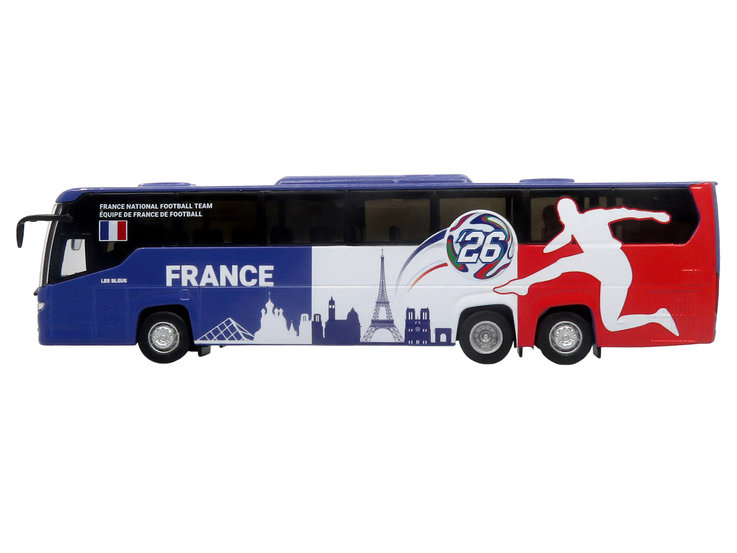 Scania Touring HD Coach Bus "France National Football Team" Blue with Graphics "International Federation of the Global Game" Series Limited Edition to 504 pieces Worldwide 1/87 (HO) Diecast Model by Iconic Replicas