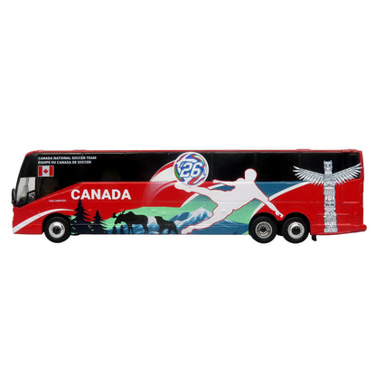 Prevost H3-45 Coach Bus "Canada National Soccer Team" Red with Graphics "International Federation of the Global Game" Series Limited Edition to 504 pieces Worldwide 1/87 (HO) Diecast Model by Iconic Replicas
