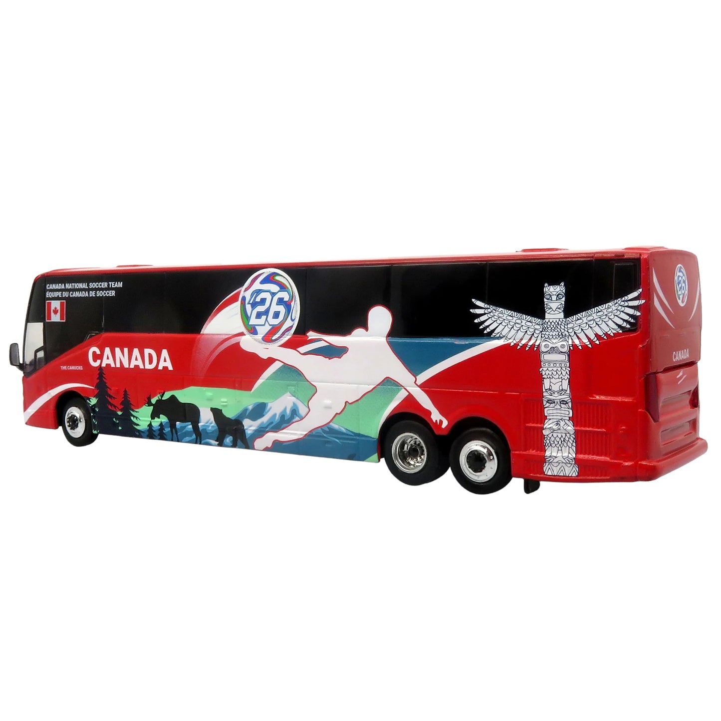 Prevost H3-45 Coach Bus "Canada National Soccer Team" Red with Graphics "International Federation of the Global Game" Series Limited Edition to 504 pieces Worldwide 1/87 (HO) Diecast Model by Iconic Replicas