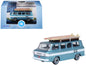 1961 Chevrolet Corvair Greenbrier Passenger Wagon Van Turquoise Metallic and Cameo White with Surfboards on Roof 1/87 (HO) Scale T&y Diecast Model Car by Oxford T&y Diecast