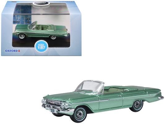 1961 Chevrolet Impala Convertible Arbor Green Metallic with Green Interior 1/87 (HO) Scale T&y Diecast Model Car by Oxford T&y Diecast