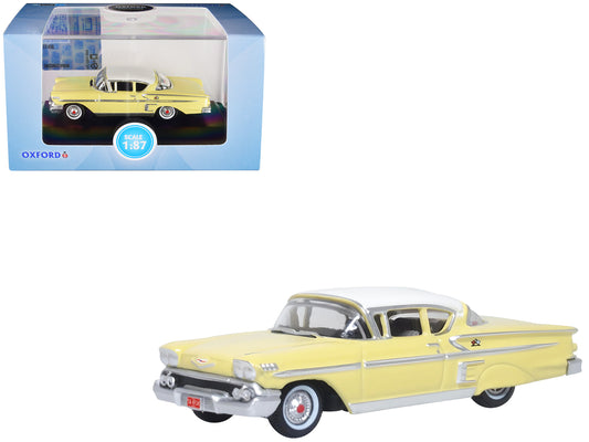 1958 Chevrolet Impala Sport Colonial Cream with Snowcrest White Top 1/87 (HO) Scale T&y Diecast Model Car by Oxford T&y Diecast