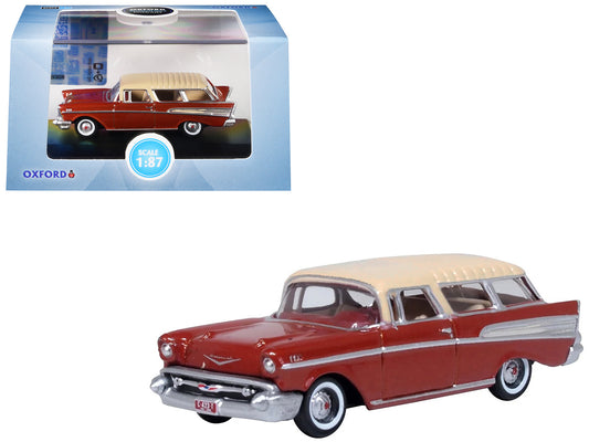 1957 Chevrolet Nomad Adobe Beige with Sierra Gold Top 1/87 (HO) Scale T&y Diecast Model Car by Oxford T&y Diecast