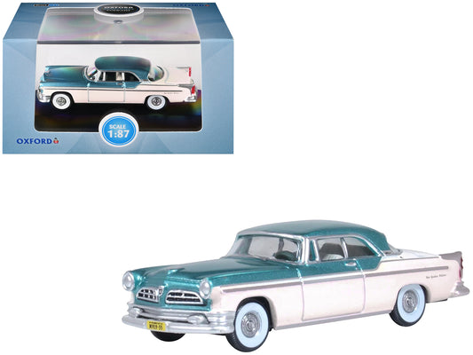 1955 Chrysler New Yorker Deluxe St. Regis Jade Green Metallic and Cream 1/87 (HO) Scale T&y Diecast Model Car by Oxford T&y Diecast
