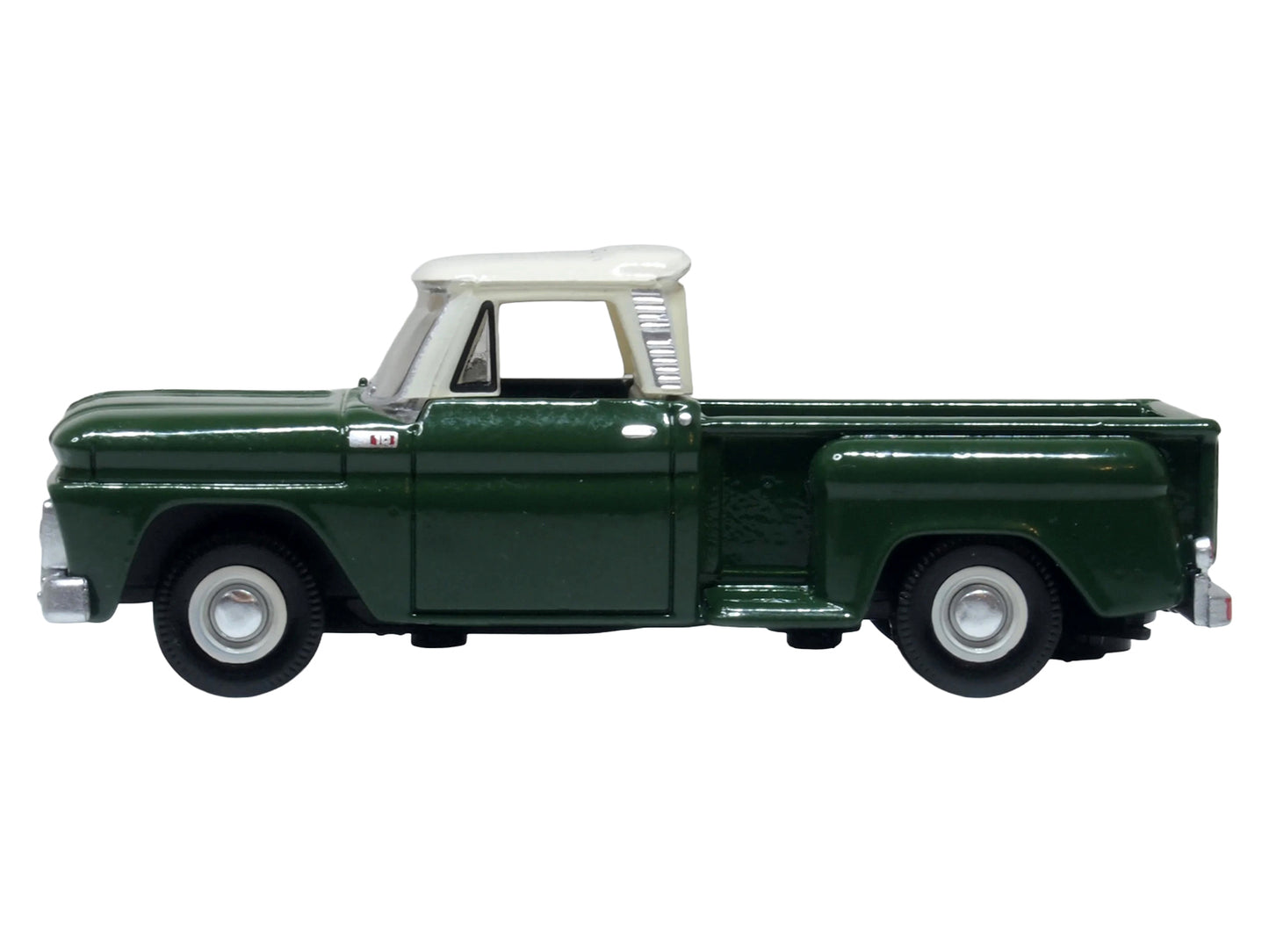 1965 Chevrolet C10 Stepside Pickup Truck Dark Green with Ivory Top 1/87 (HO) Scale T&y Diecast Model Car by Oxford T&y Diecast