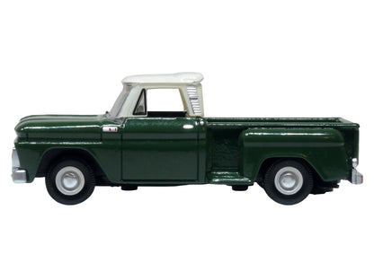 1965 Chevrolet C10 Stepside Pickup Truck Dark Green with Ivory Top 1/87 (HO) Scale T&y Diecast Model Car by Oxford T&y Diecast