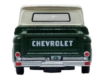 1965 Chevrolet C10 Stepside Pickup Truck Dark Green with Ivory Top 1/87 (HO) Scale T&y Diecast Model Car by Oxford T&y Diecast