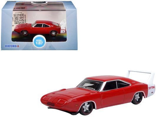 1969 Dodge Charger Daytona Red with White Stripe 1/87 (HO) Scale T&y Diecast Model Car by Oxford T&y Diecast