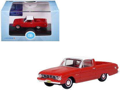 1960 Ford Falcon Ranchero Monte Carlo Red with Corinthian White Top 1/87 (HO) Scale T&y Diecast Model Car by Oxford T&y Diecast