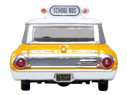 1964 Ford Country Station Wagon "Central School Bus" Yellow with White Top 1/87 (HO) Scale Diecast Model Car by Oxford Diecast