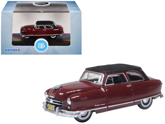 1950 Nash Rambler Custom Landau Convertible (Closed) Sunset Maroon with Black Top 1/87 (HO) Scale T&y Diecast Model Car by Oxford T&y Diecast