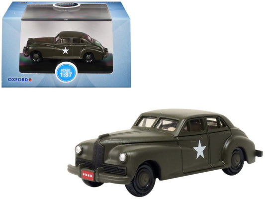 1942 Packard Clipper Touring Sedan "US Army Staff Car" Olive Drab 1/87 (HO) Scale T&y Diecast Model Car by Oxford T&y Diecast
