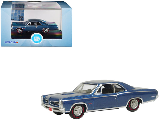 1966 Pontiac GTO Fontaine Blue Metallic 1/87 (HO) Scale T&y Diecast Model Car by Oxford T&y Diecast