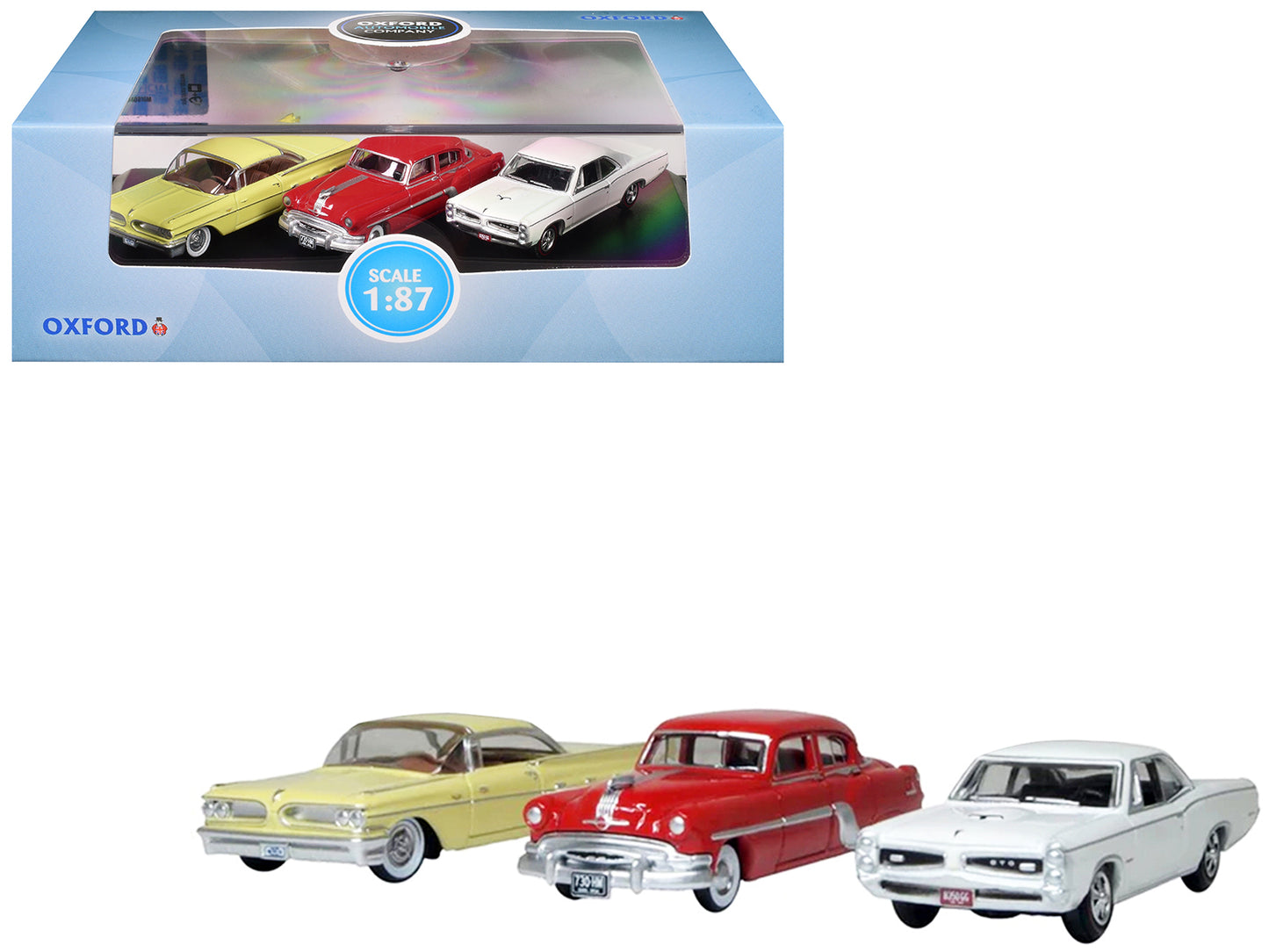 Pontiac Set of 3 Cars "100th Anniversary 2026" 1/87 (HO) Scale T&y Diecast Model Cars by Oxford T&y Diecast