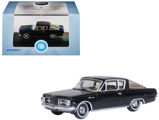 1965 Plymouth Barracuda Black with Gold Stripes 1/87 (HO) Scale T&y Diecast Model Car by Oxford T&y Diecast