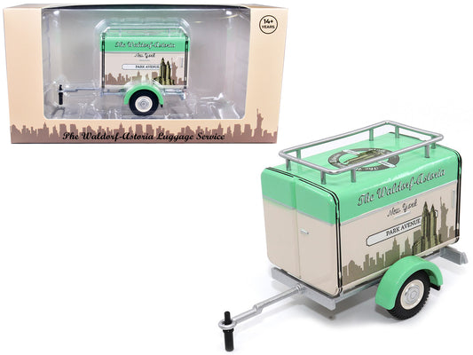 Travel Trailer Beige with Light Green Top 1/24 Diecast by Motor City Classics