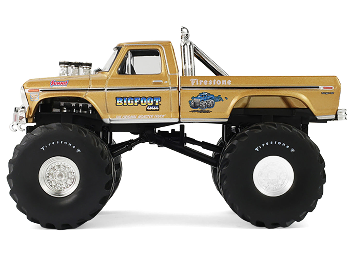 GreenLight 1979 Ford F-250 Monster Truck "Bigfoot #1 50th Anniversary" Gold Metallic "Kings of Crunch" Series 1/43 Diecast Model Car by <h2>1979 Greenlight</h2> <p>High-quality perfect for collectors