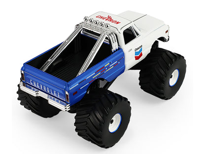 GreenLight 1972 Chevrolet K-10 Monster Truck "Chevron 150th Anniversary" White and Blue Metallic "Kings of Crunch" Series 1/43 Diecast Model Car by <h2>1972 Greenlight</h2> <p>High-quality perfect for