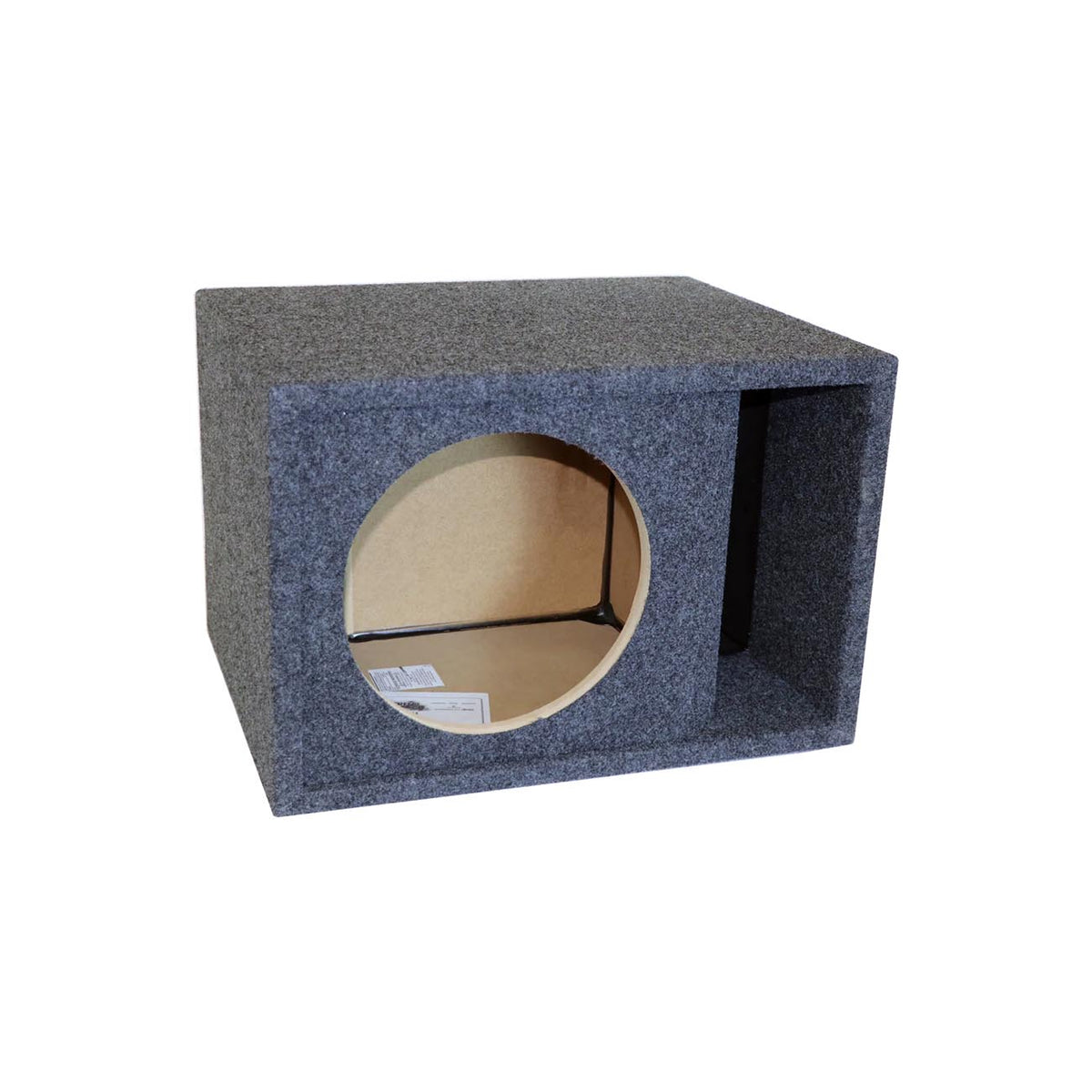 Atrend Single 8" Kerf-Vented Empty Woofer Enclosure - Charcoal Carpet Covering