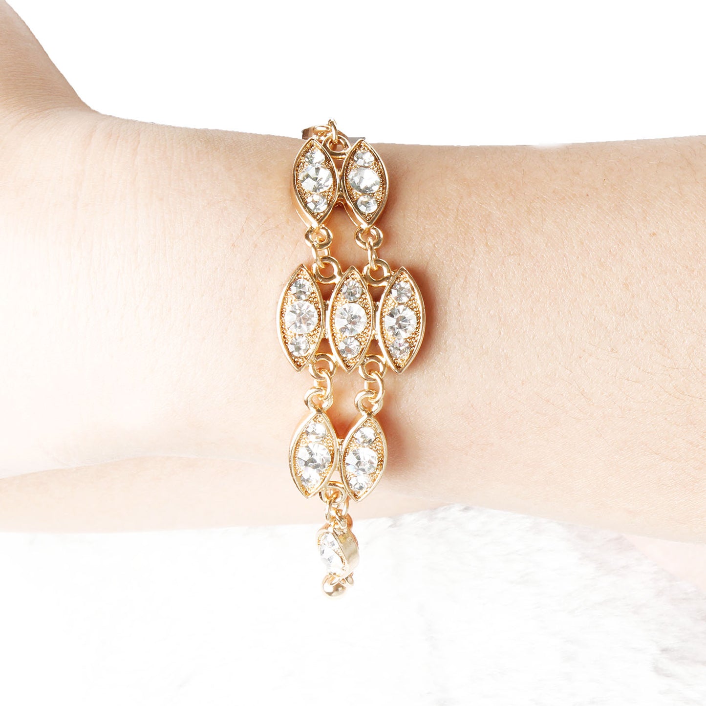 Noble Burnished Gold Bling Rhinestone Bracelet Gra