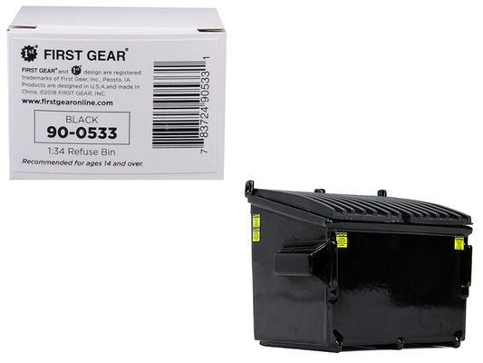 Refuse Trash Bin Black 1/34 T&y Diecast Model by First Gear