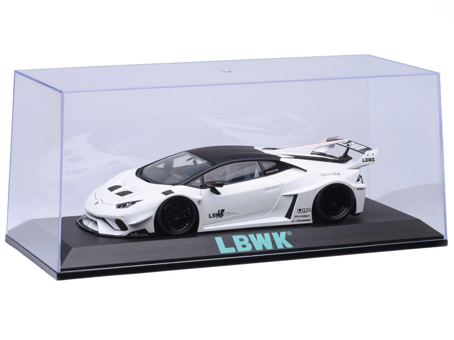 Collectible Display Show Case with Black Plastic Base and Green "LBWK" Logo for 1/18-1/24 Scale Model Cars by Autoart <h2>Collectible Autoart</h2> <p>High-quality diecast car perfect collectors enthus