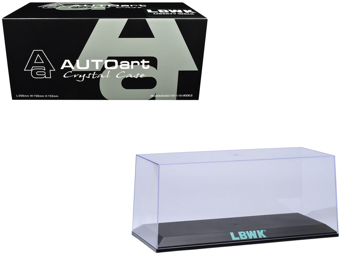 Collectible Display Show Case with Black Plastic Base and Green "LBWK" Logo for 1/18-1/24 Scale Model Cars by Autoart <h2>Collectible Autoart</h2> <p>High-quality diecast car perfect collectors enthus