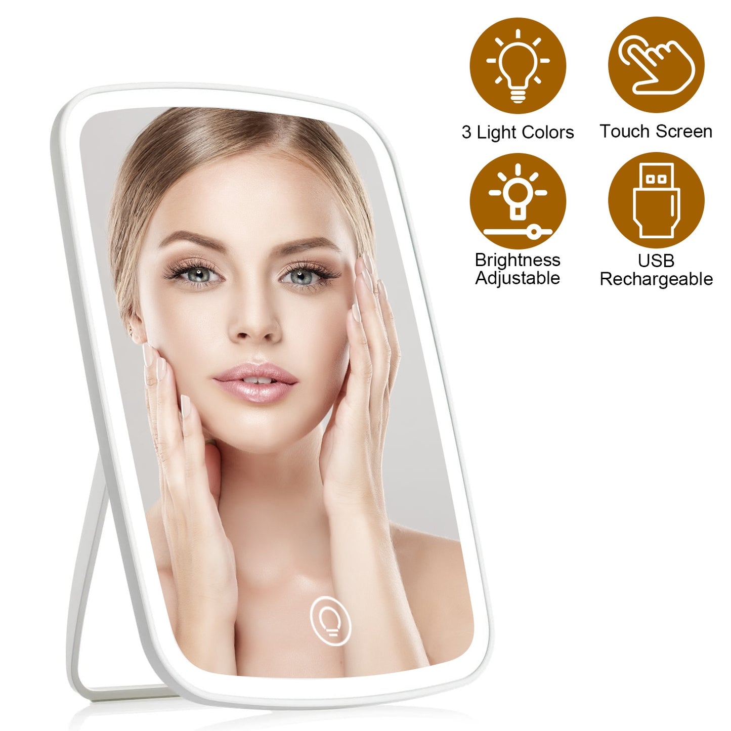 5.98X8.62In Lighted Makeup Mirror Vanity Desk Small Led With 3 Light Colors Tou