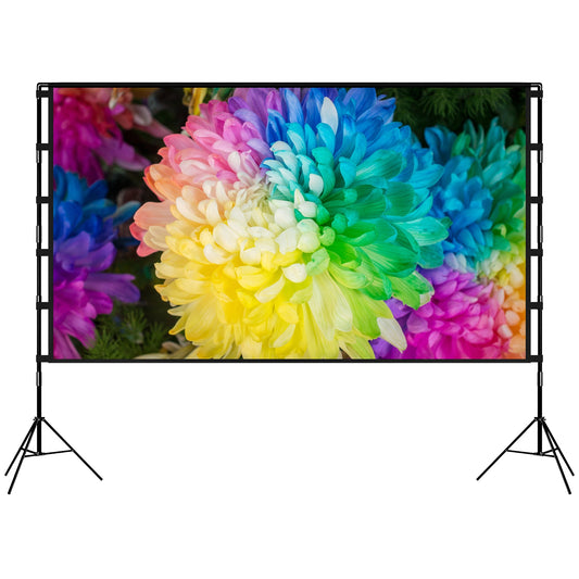 120Inch Projector Screen With Stand 16:9 4K Hd Rear Front Wrinkle-Free Portable