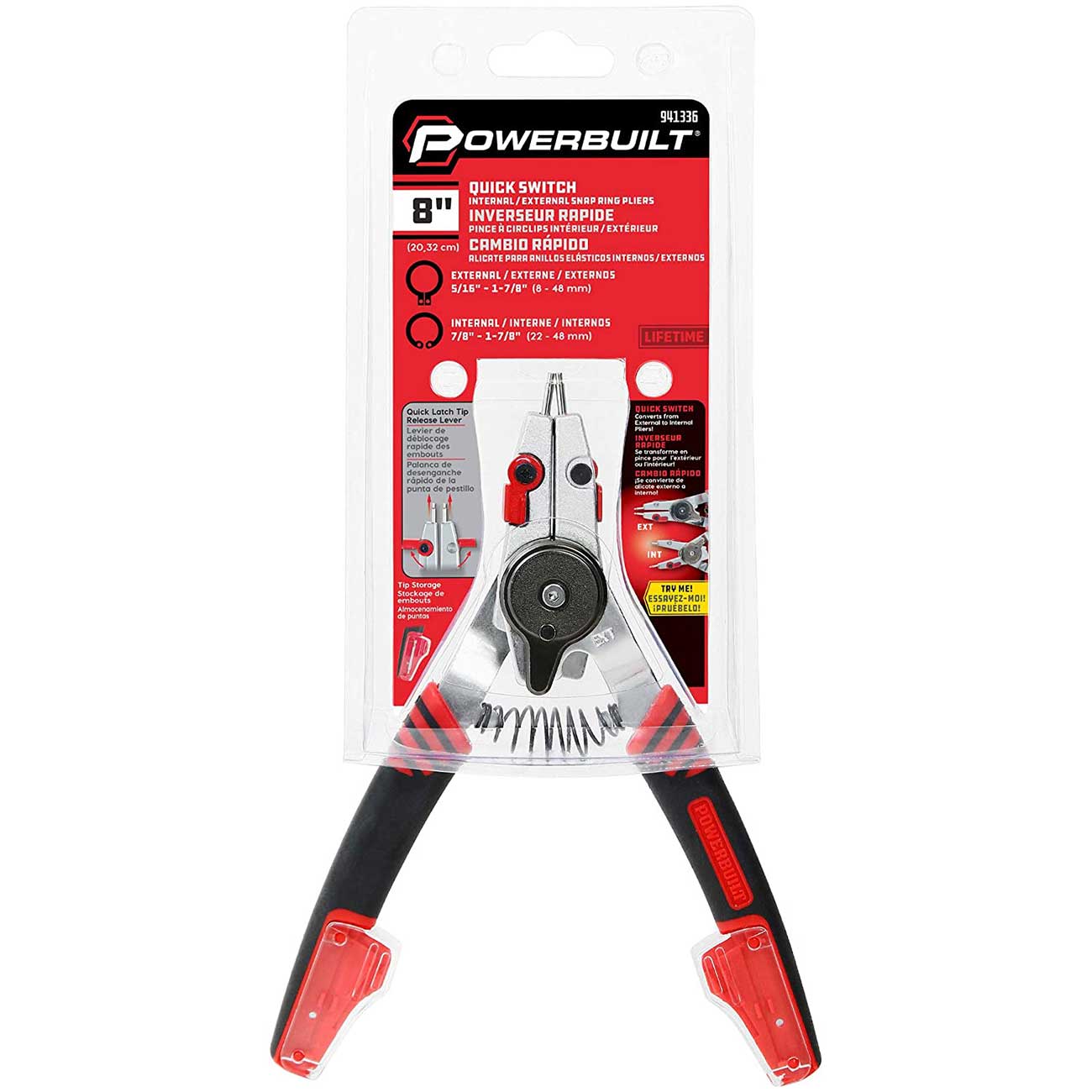 Powerbuilt Combination Switch Internal/External Snap Ring Pliers
