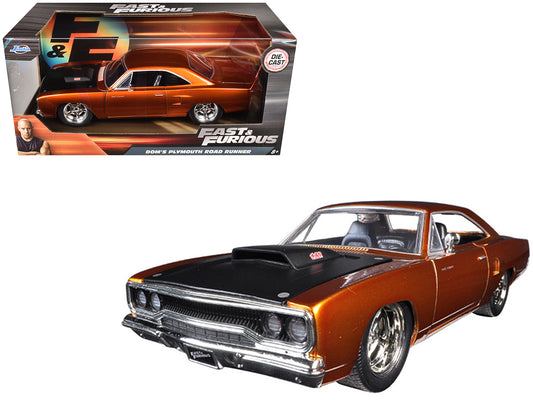 Dom's 1970 Plymouth Road Runner Copper Black Hood 1/24 Diecast Model Car - Jada