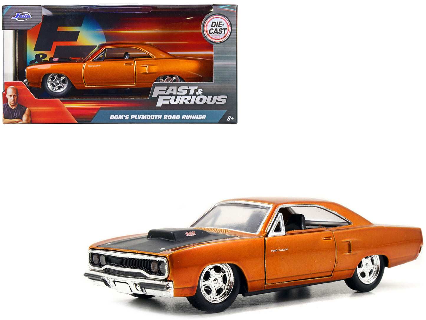 Dom's Plymouth Road Runner Orange Metallic with Matt Black Hood "Fast & Furious" Series 1/32 Diecast Model Car by Jada <h2>Dom's Jada</h2> <p>High-quality perfect for collectors and enthusiasts. Featu